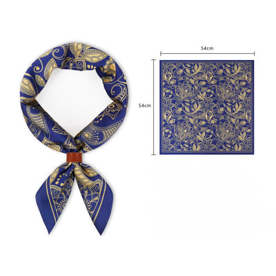 Luxurious British Style Paisley Square Scarf with Scarf Buckle