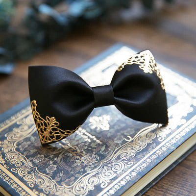 Men's Golden-Tipped Metal Wedding Bow Tie