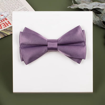 Men's Purple Mercerized Solid Color Bow Tie