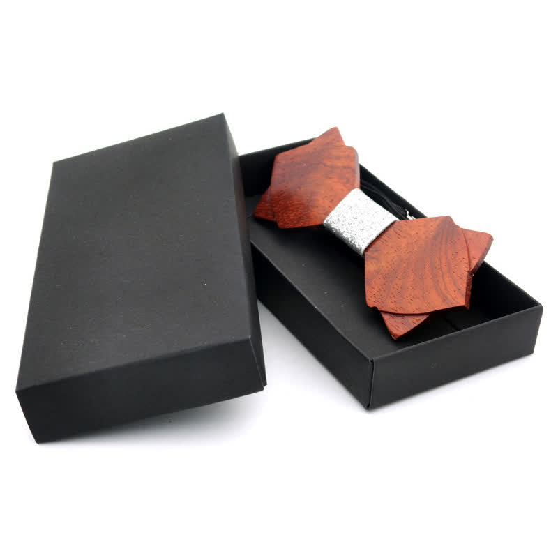 Men's Classic Vintage Double Layered Wooden Bow Tie