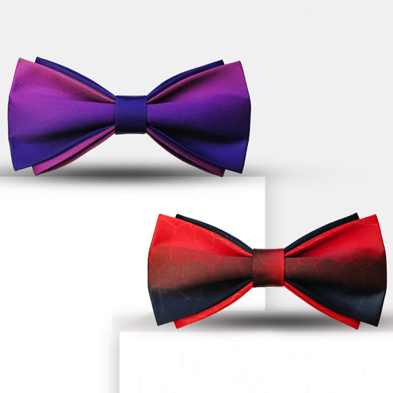 Men's Gradient Colors Double Layers Groom Bow Tie