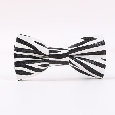 Men's Trendy Animal Butterfly Printing Leather Bow Tie