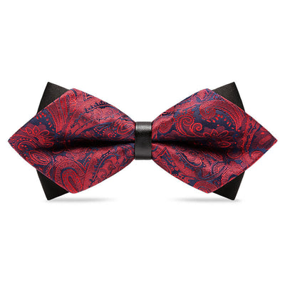 Men's Stalish Paisley Double Layers Pionted Bow Tie