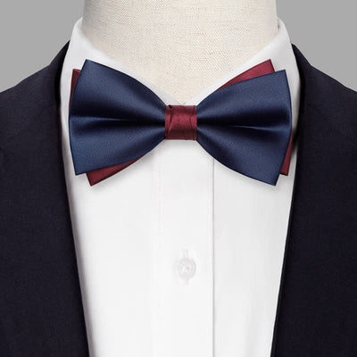 Men's Noble Navy & Burgundy Double Layered Bow Tie