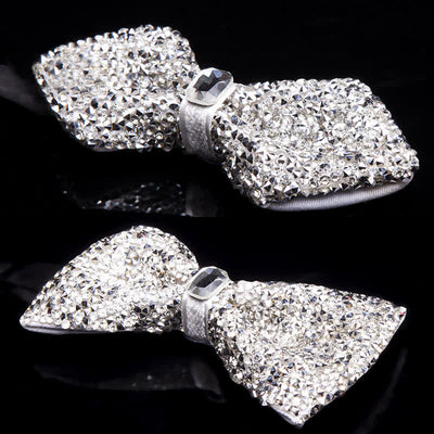 Men's Sparkling White Rhinestones Gem Bow Tie