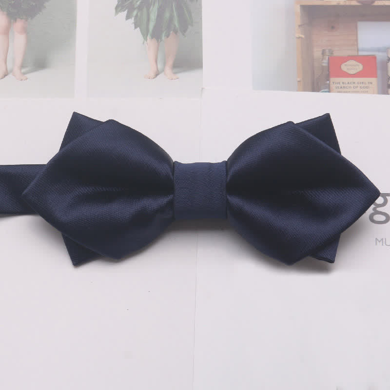 Men's Casual Solid Color Double Layered Pointed Bow Tie
