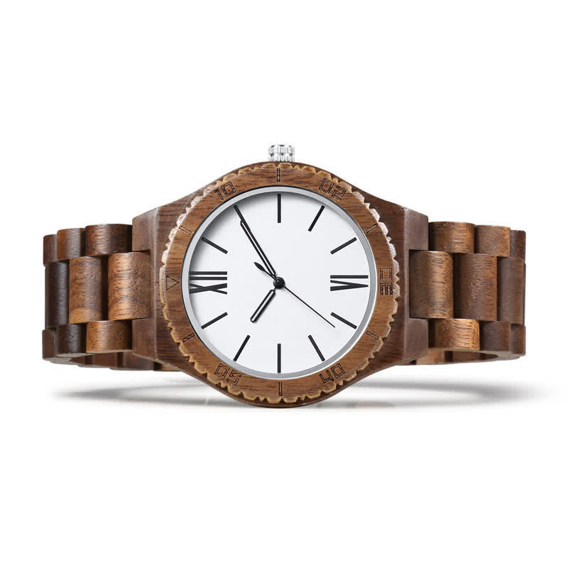 Men's Roman Numerals Quartz Natural Wooden Watch