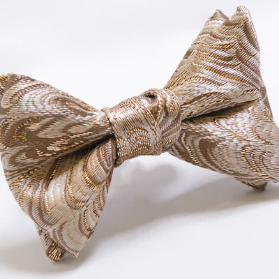 Men's Gold Jacquard Luxury Fishtail Oversized Pointed Bow Tie
