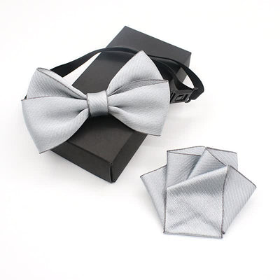 2Pcs Kid's Solid Color Folded Shape Bow Tie Set