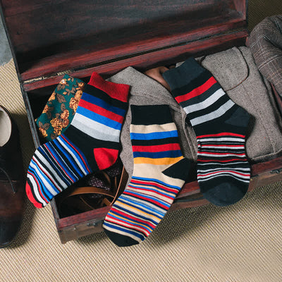 Men's Colorful Striped Classic Design Crew Socks