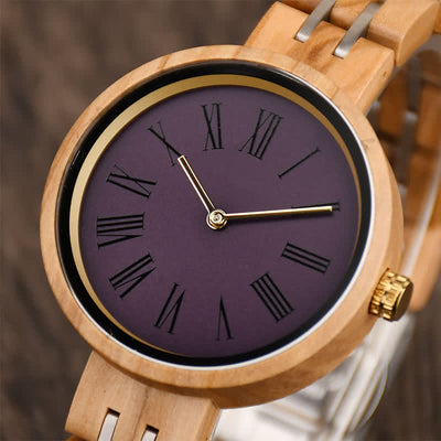 Women's Minimalist Roman Numerals Wooden Watch