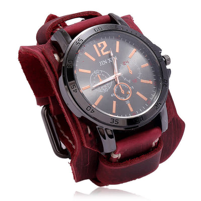 Men's Hand-Stitched Punk Bracelet Leather Watch