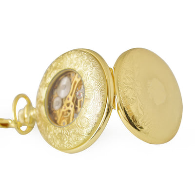 Retro Golden Mechanical Pocket Watch with Chain