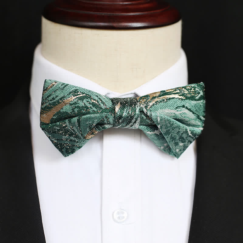 Men's LightSeaGreen Gold Accent Wedding Bow Tie