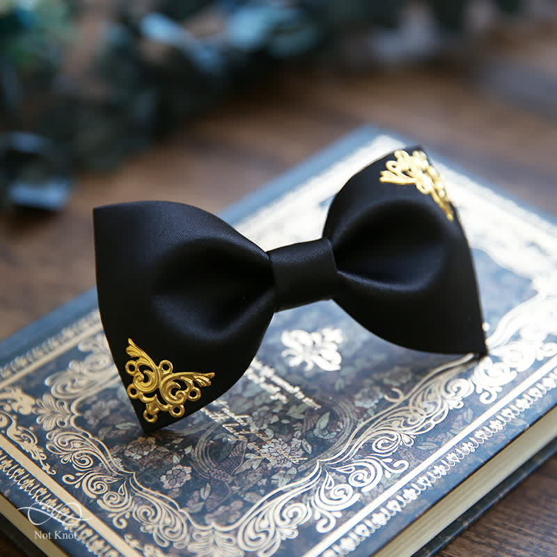 Men's Golden-Tipped Metal Wedding Bow Tie