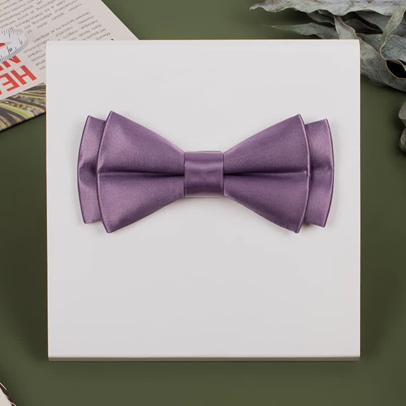 Men's Purple Mercerized Solid Color Bow Tie