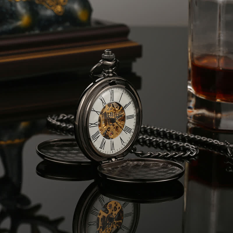 Casual Double Hunter Case Mechanical Pocket Watch