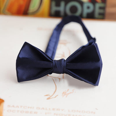 Men's Glossy Double-layer Solid Color Bow Tie