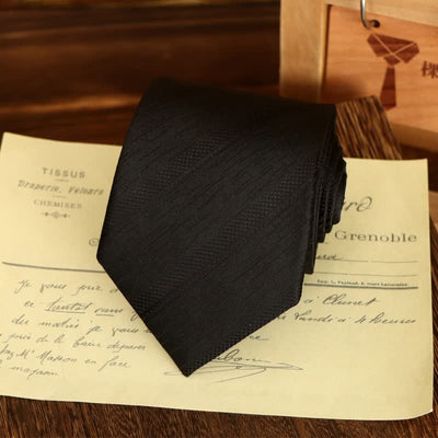Men's Noble Black Paisley Striped Jacquard Necktie