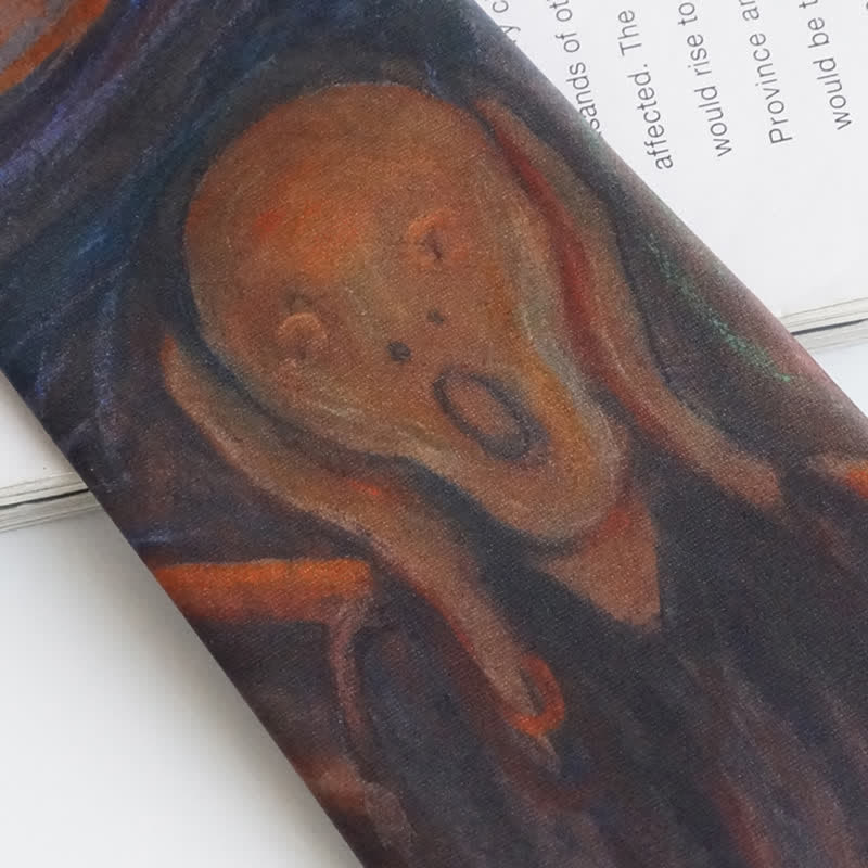 Men's Rust Red The Scream Oil Painting Necktie