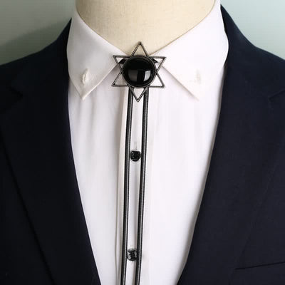 Hexagram Star Gemstone Shirt Collar Bolo Tie