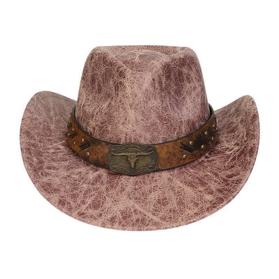 Longhorn Bull Vintage Imitation Leather Crack Cowboy Hat