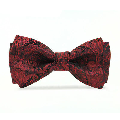 Men's Elegant British Style Burgundy Paisley Bow Tie