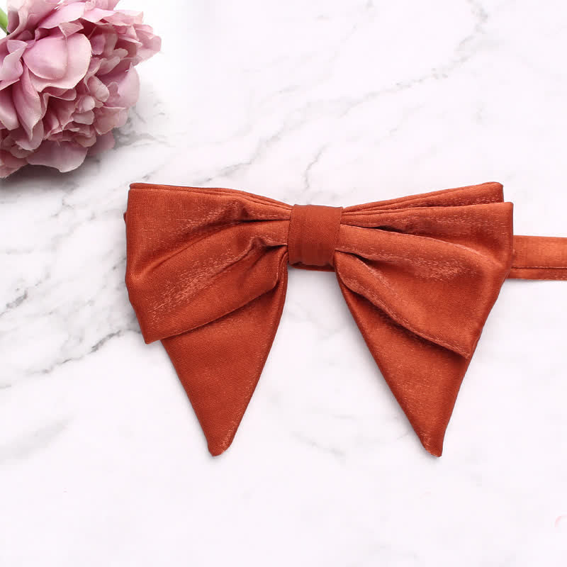 Men's Gloss Fabric Double Layered Oversized Pointed Bow Tie