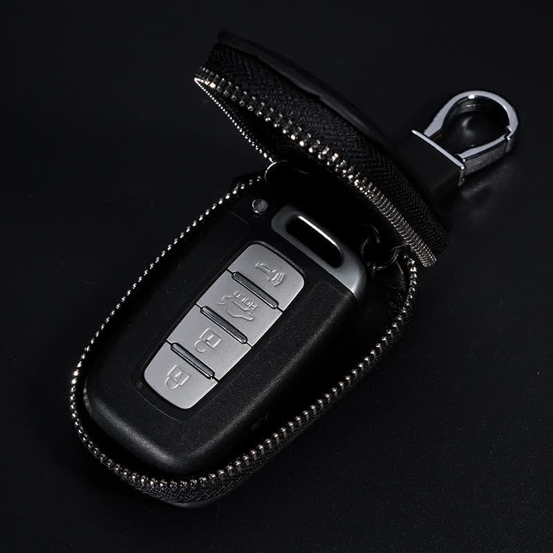 Multi-Functional Zipper V Pattern Leather Car Key Case