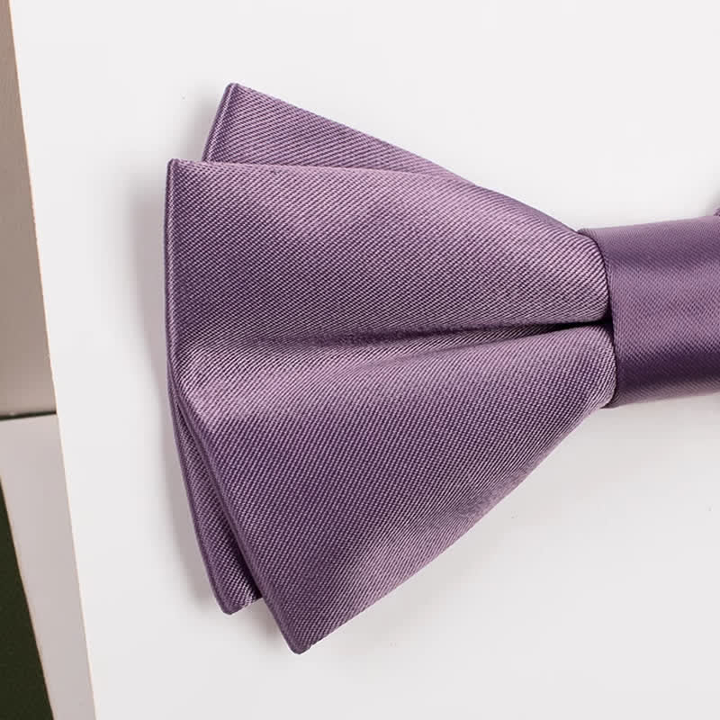 Men's Purple Mercerized Solid Color Bow Tie