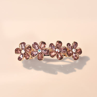 Women's Cute Crystal Flower Horizontal Hair Clip