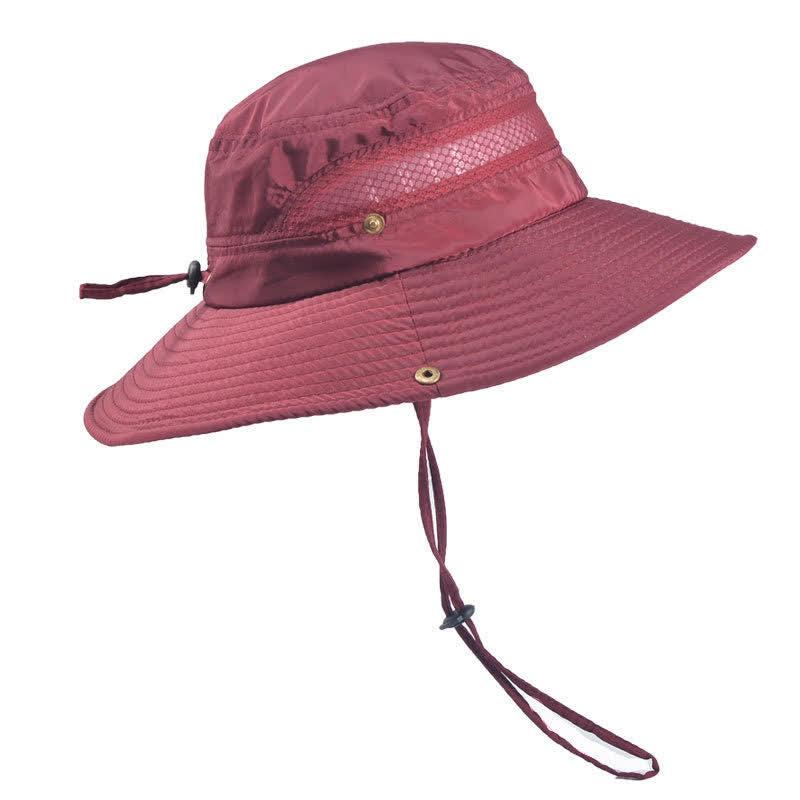 Men's Outdoor Breathable Mesh Large Brim Bucket Hat
