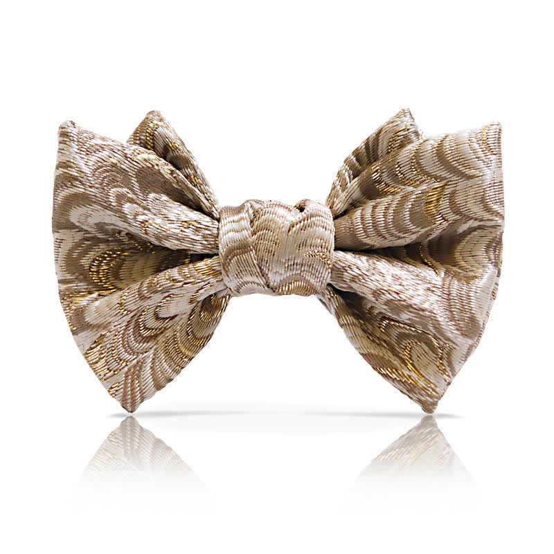 Men's Gold Jacquard Luxury Fishtail Oversized Pointed Bow Tie