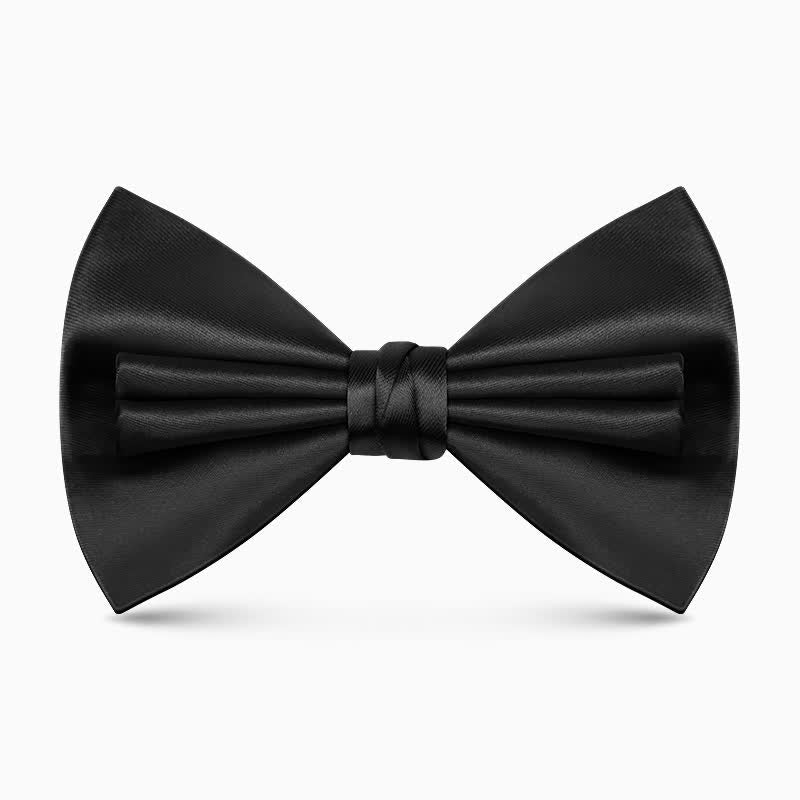 Men's Unique Double Layers Wrinkle Solid Color Bow Tie