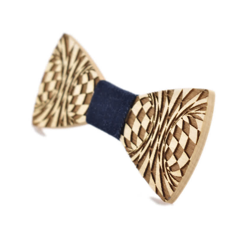 Men's Creative Dizzy Engraving Pattern Wooden Bow Tie