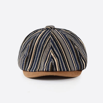 Unique Artist-Inspired Striped Octagonal Beret Hat