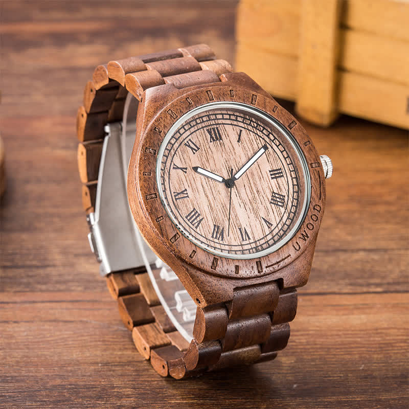 Men's Natural Walnut Zebra Wood Quartz Wooden Watch
