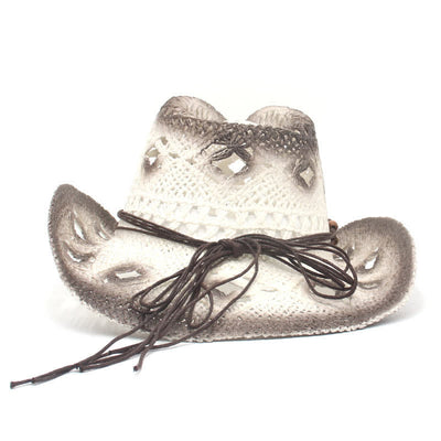 Boho Hollow-Out Beads String Cowboy Cowgirl Straw Hat