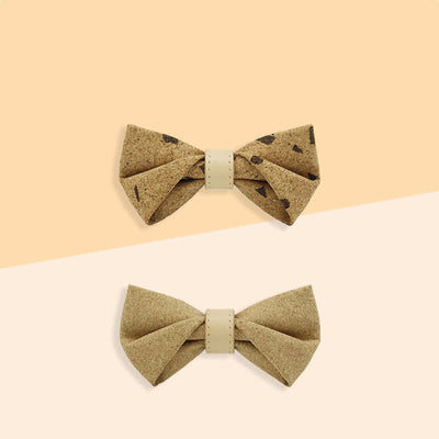 Men's Nature Wood Print Leather Loop Bow Tie