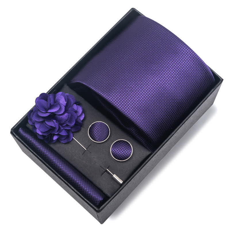 4Pcs Men's Classic Formal Pocket Squares Necktie Set