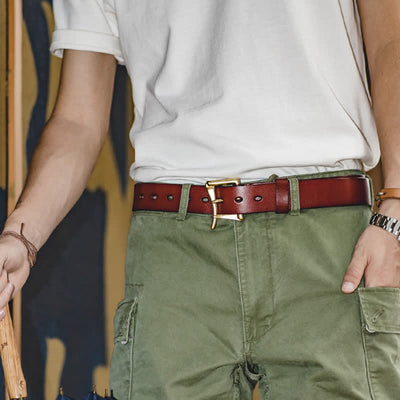 Men's Luxury Style Brass Buckle Leather Belt