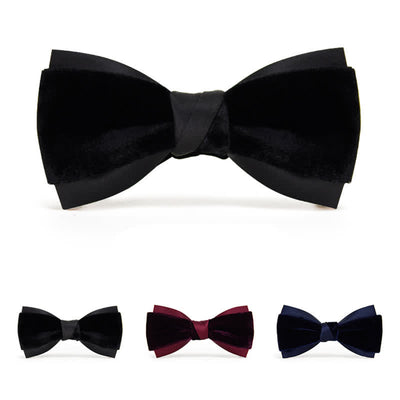 Men's Two-Tone Velvet Double Layer Bow Tie