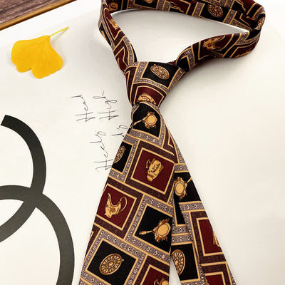 Men's Brown & Gold Magic Lamp Print Necktie