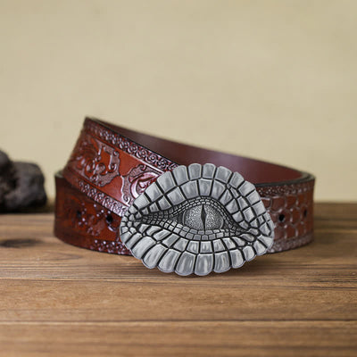 Men's DIY Watcher Alligator Eye Buckle Leather Belt