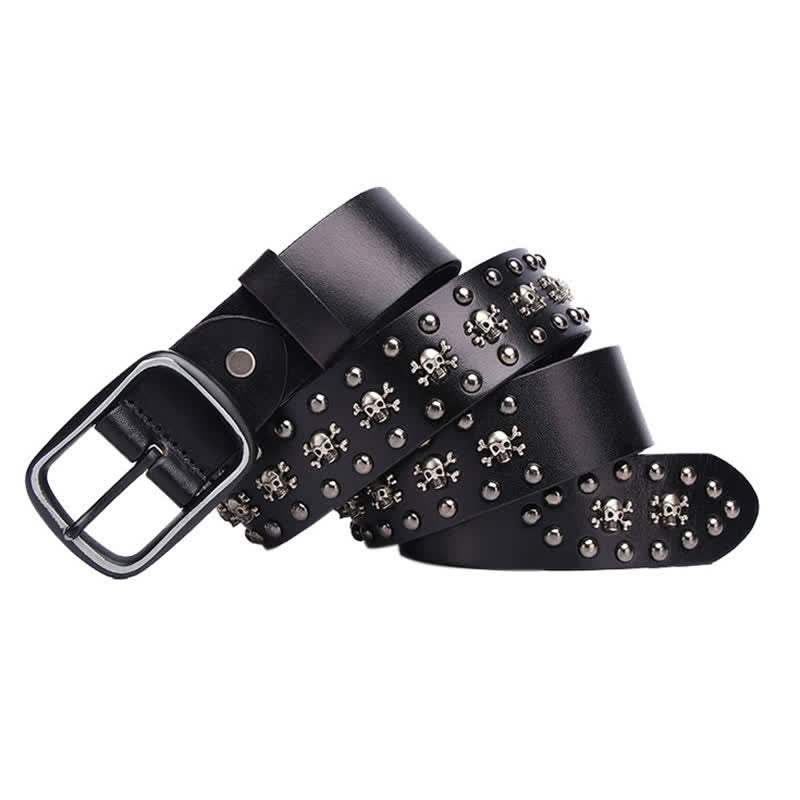 Studded Gothic MIni Skull Rivets Leather Belt