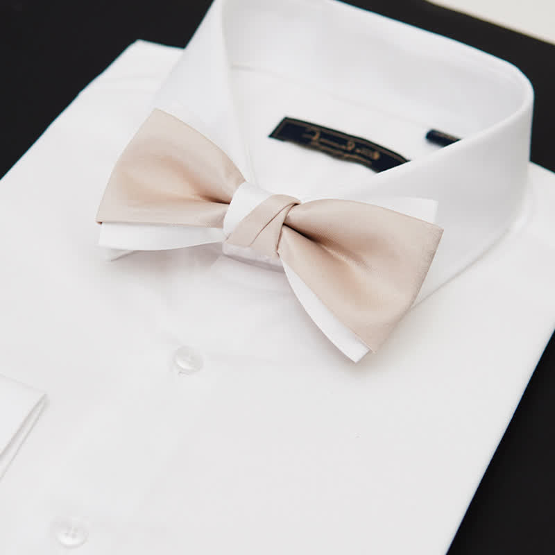 Men's Gentle Pink & White Double Layered Bow Tie