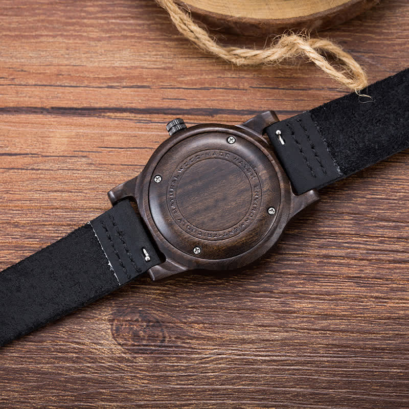 Men's Chic Leather Strap Lightweight Wooden Watch