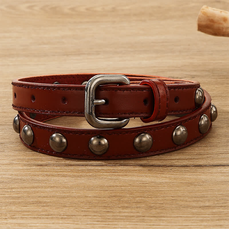 Women's Punk Rock Round Studded Leather Belt