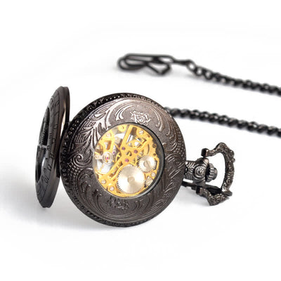 Twelve Constellations Compass Mechanical Pocket Watch