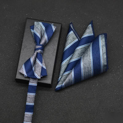 2Pcs Men's Elegant Floral Bow Tie Handkerchief Set